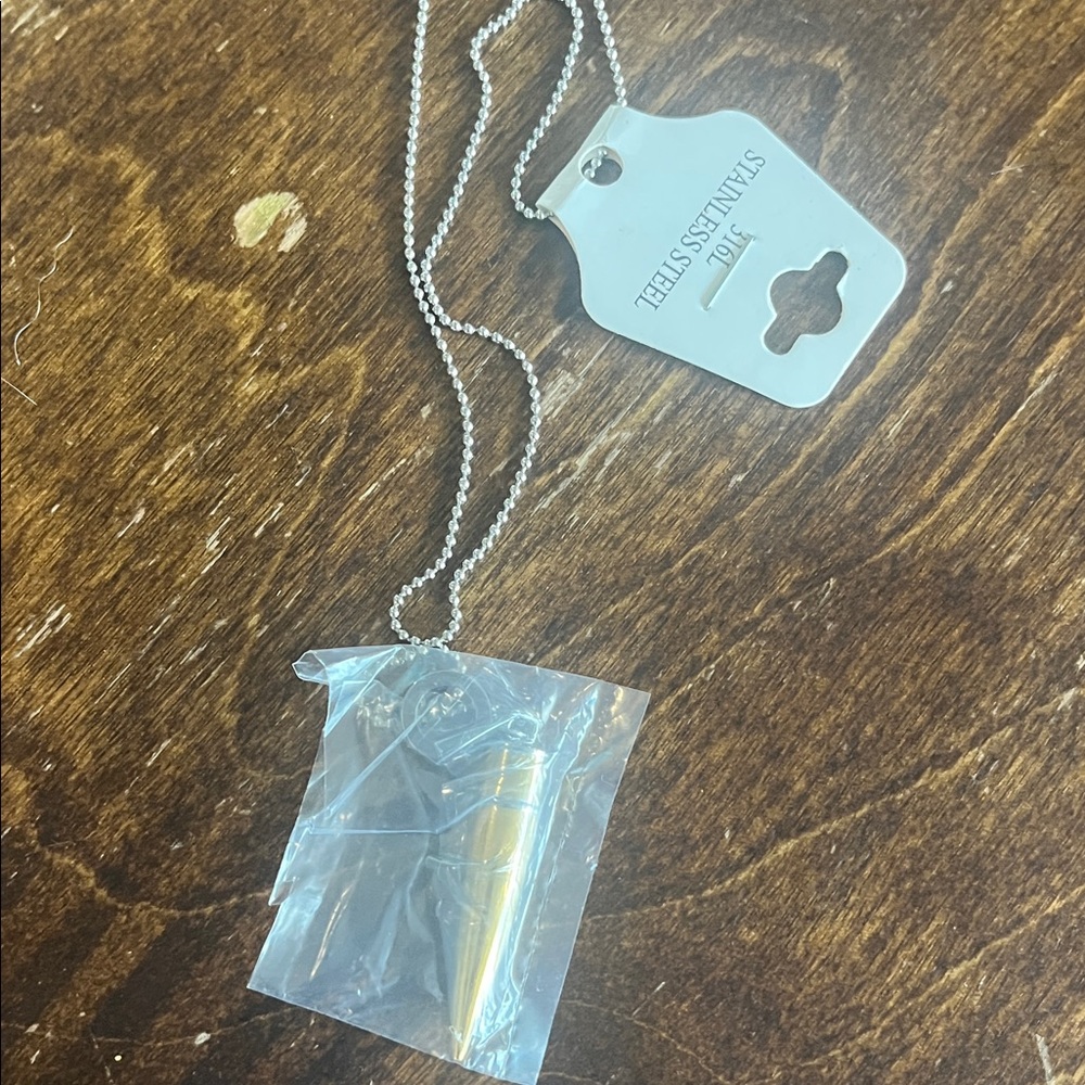 Gold Bullet Pendant Necklace